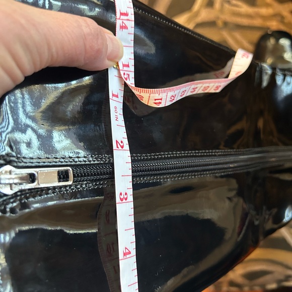 Design Lab - faux blk patent leather tall boots size 8.5 heel height approx 3in - Picture 5 of 10